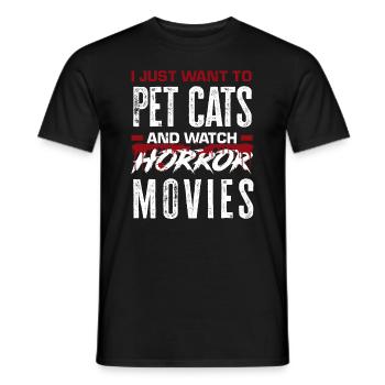 Horror Movies Cats Cinema Gift - Men's T-Shirt - black - Front - AI Model Male 178 light (178cm)