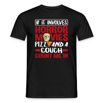Horror Movies Pizza Movie Night - Men's T-Shirt - black - Front - AI Model Male 178 light (178cm)