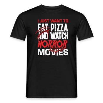 Horror Movies Pizza Food - Men's T-Shirt - black - Front - AI Model Male 178 light (178cm)