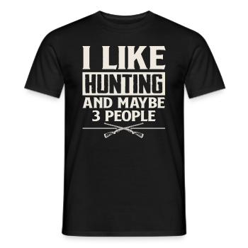 J’aime la chasse et 3 personnes - T-shirt homme - noir - Devant - AI Model Male 178 light (178cm)