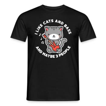 Guitar Cat Bass Guitar - Men's T-Shirt - black - Front - AI Model Male 178 light (178cm)