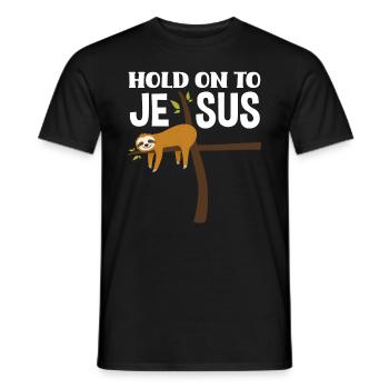 Jésus Paresseux - T-shirt homme - noir - Devant - AI Model Male 178 light (178cm)