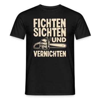 Kettensäge Fichten Sichten und Vernichten - Männer T-Shirt - Schwarz - Vorne - AI Model Male 178 light (178cm)