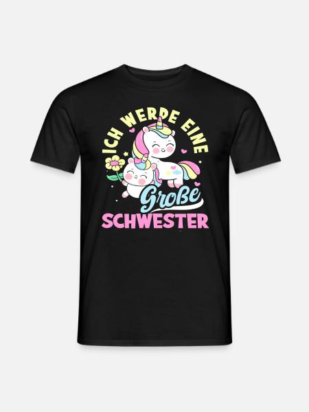 Süßes Ich Werde Große Schwester Einhörner - Männer T-Shirt - Schwarz