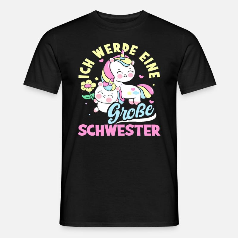 Süßes Ich Werde Große Schwester Einhörner - Männer T-Shirt - Schwarz