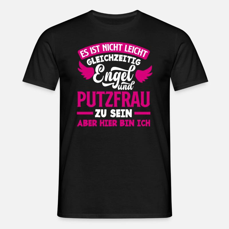 Putzfrau Engel Geschenk - Männer T-Shirt - Schwarz