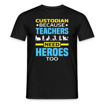 School Janitor Heroes Teacher - Men's T-Shirt - black - Front - AI Model Male 178 light (178cm)