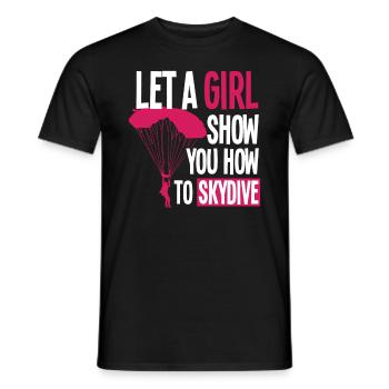Skydiving Girl Hobby Gift - Men's T-Shirt - black - Front - AI Model Male 178 light (178cm)