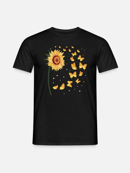 Solsikke sommerfugle - Mænd T-shirt - sort