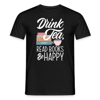 Tea Drinking Books Reading Hobby Gift - Men's T-Shirt - black - Front - AI Model Male 178 light (178cm)