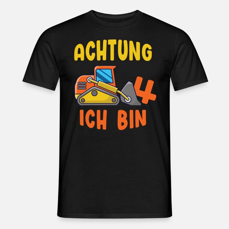 Bagger 4. Geburtstag - Männer T-Shirt - Schwarz