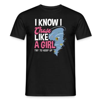 Girl Storm Chaser Tornado Hunter - Men's T-Shirt - black - Front - AI Model Male 178 light (178cm)