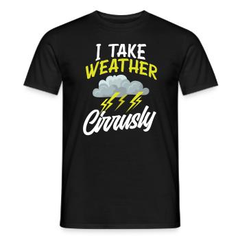 Wetter Zirrus Wolken Wortspiel Wettermann - Männer T-Shirt - Schwarz - Vorne - AI Model Male 178 light (178cm)