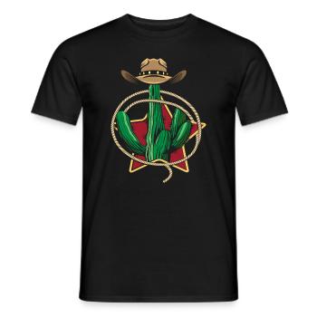 Western Cactus - Men's T-Shirt - black - Front - AI Model Male 178 light (178cm)