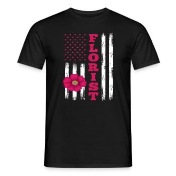 USA Flag Fleuriste Fleurs Fleuristerie - T-shirt homme - noir - Devant - AI Model Male 178 light (178cm)