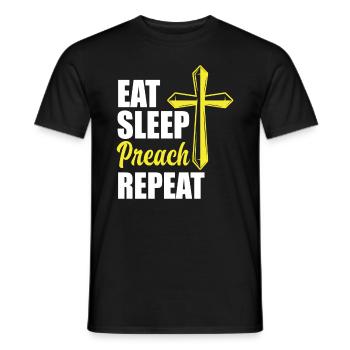 Pasteur Pasteur Alimentation Sommeil Prédication - T-shirt homme - noir - Devant - AI Model Male 178 light (178cm)