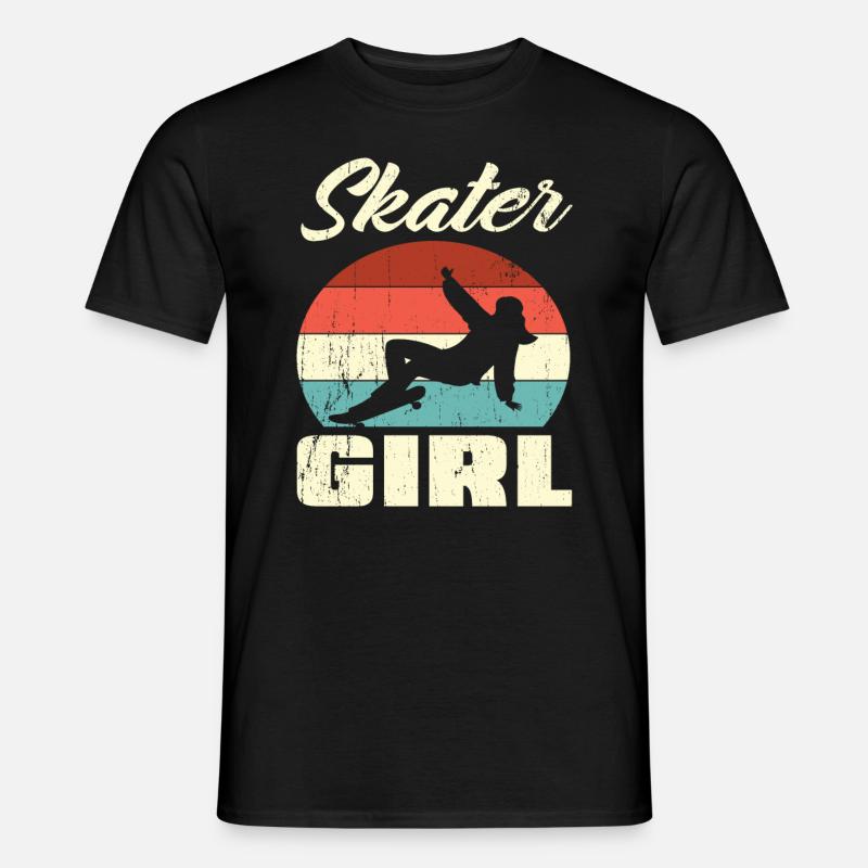 Skateboard Mädchen - Männer T-Shirt - Schwarz