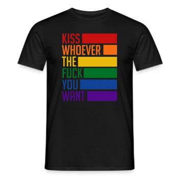 Baisers LGBTQ qui vous voulez arc-en-ciel - T-shirt homme - noir - Devant - AI Model Male 178 light (178cm)
