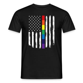 LGBTQ Regenbogen USA Amerika Fahne Geschenkidee - Männer T-Shirt - Schwarz - Vorne - AI Model Male 178 light (178cm)