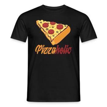 Pizzaholic pizza slice pizza gift - Men's T-Shirt - black - Front - AI Model Male 178 light (178cm)