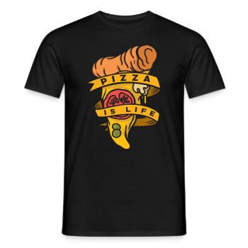 Pizza Life - Men's T-Shirt - black - Front - AI Model Male 178 light (178cm)