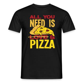 All I need is pizza - Men's T-Shirt - black - Front - AI Model Male 178 light (178cm)