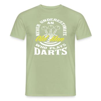 Dart Old Man Hobby Joueur de fléchettes - T-shirt homme - vert sauge - Devant - AI Model Male 178 light (178cm)