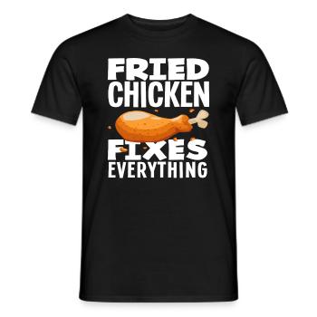 Le poulet frit résout tous les problèmes - T-shirt homme - noir - Devant - AI Model Male 178 light (178cm)