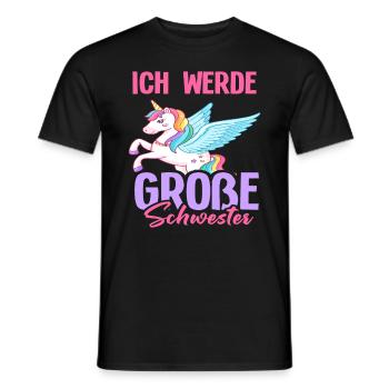 Ich werde große Schwester Einhorn Bunt Schwanger - Männer T-Shirt - Schwarz - Vorne - AI Model Male 178 light (178cm)