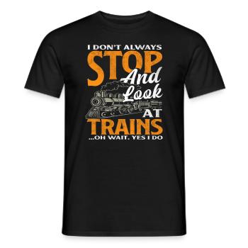 Train Trains Hobby Train Spotter - Men's T-Shirt - black - Front - AI Model Male 178 light (178cm)