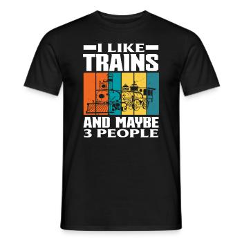 Retro Ich Mag Zug Züge 3 Leute - Männer T-Shirt - Schwarz - Vorne - AI Model Male 178 light (178cm)