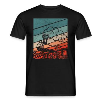 Retro Train Driver Train Trains Hobby Gift - Men's T-Shirt - black - Front - AI Model Male 178 light (178cm)