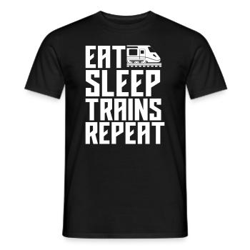 Essen Schlafen Züge Lustiges Zug Geschenk - Männer T-Shirt - Schwarz - Vorne - AI Model Male 178 light (178cm)