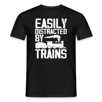 Hobby Railwayman Young Man Train Trains - Men's T-Shirt - black - Front - AI Model Male 178 light (178cm)