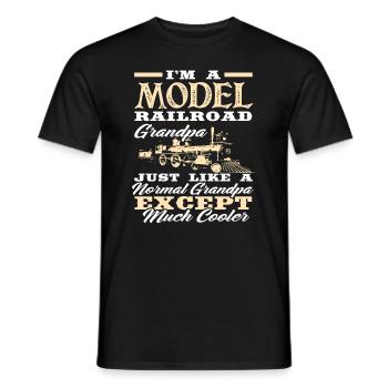Chemin de fer miniature grand-père - T-shirt homme - noir - Devant - AI Model Male 178 light (178cm)