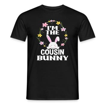Je suis cousin lapin de Pâques Couronne florale Pâques - T-shirt homme - noir - Devant - AI Model Male 178 light (178cm)