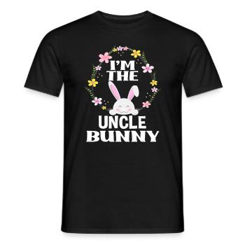 Je suis oncle lapin de Pâques Couronne florale Pâques - T-shirt homme - noir - Devant - AI Model Male 178 light (178cm)
