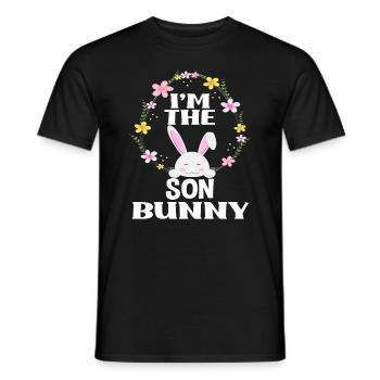 Je suis fils lapin de Pâques Couronne florale Pâques - T-shirt homme - noir - Devant - AI Model Male 178 light (178cm)