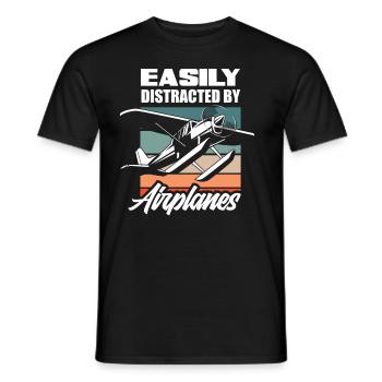 Pilot Flugzeug Retro Flugsport - Männer T-Shirt - Schwarz - Vorne - AI Model Male 178 light (178cm)