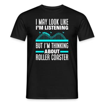Roller Coaster Parc d’attractions de montagnes russes en bois - T-shirt homme - noir - Devant - AI Model Male 178 light (178cm)