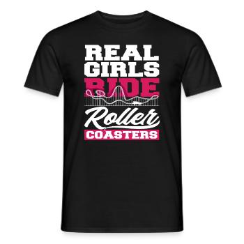 Achterbahn Echte Mädchen Fahren Achterbahn - Männer T-Shirt - Schwarz - Vorne - AI Model Male 178 light (178cm)