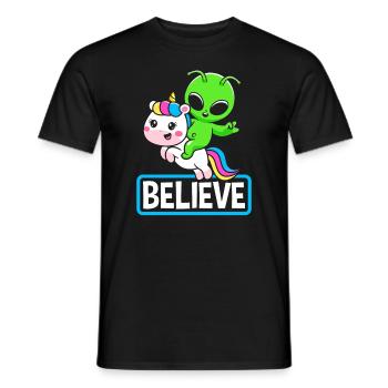 Alien Einhorn Geschenk Science Fiction - Männer T-Shirt - Schwarz - Vorne - AI Model Male 178 light (178cm)