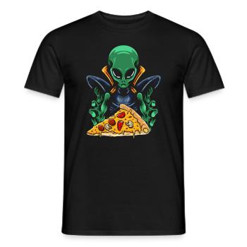 Alien Pizza - Men's T-Shirt - black - Front - AI Model Male 178 light (178cm)