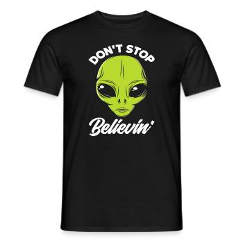 Don't stop believing alien face - Men's T-Shirt - black - Front - AI Model Male 178 light (178cm)