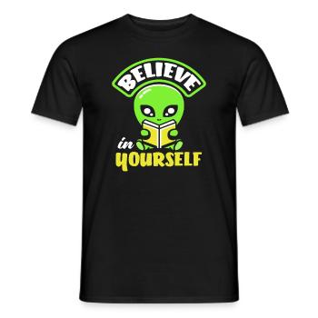 Alien Humans Not Real Alien Gift - Men's T-Shirt - black - Front - AI Model Male 178 light (178cm)