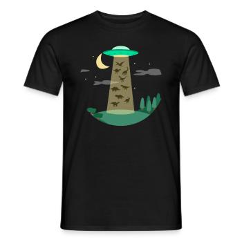 Flying Saucer Dinosaur - Men's T-Shirt - black - Front - AI Model Male 178 light (178cm)