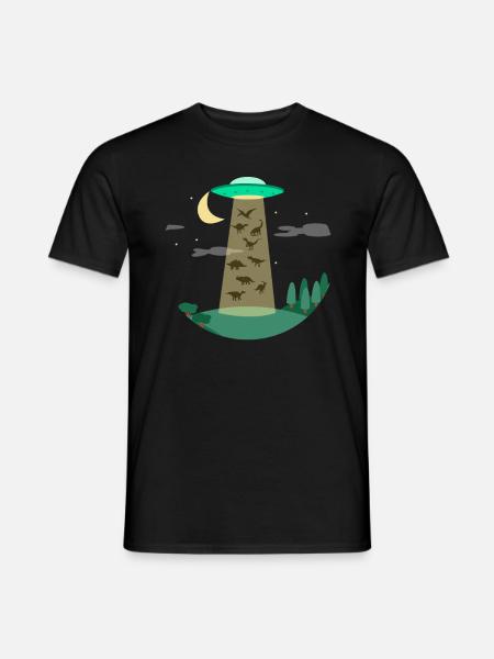 Flying Saucer Dinosaur - Men's T-Shirt - black