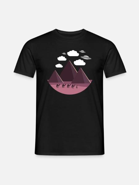 Flying Saucer Egypt Pyramids - Men's T-Shirt - black