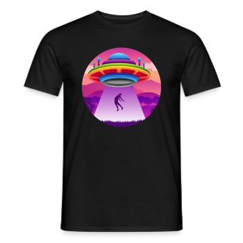 Colorful Flying Saucer Alien Abduction - Men's T-Shirt - black - Front - AI Model Male 178 light (178cm)