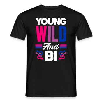 Jung Wild Und Bisexuell - Männer T-Shirt - Schwarz - Vorne - AI Model Male 178 light (178cm)